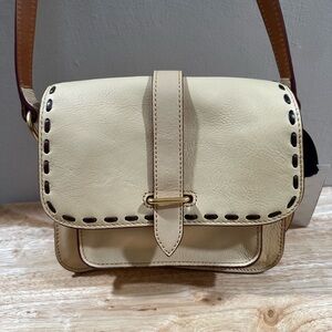 Dooney & Bourke Cream Florentine Leather Binocular Crossbody Bag